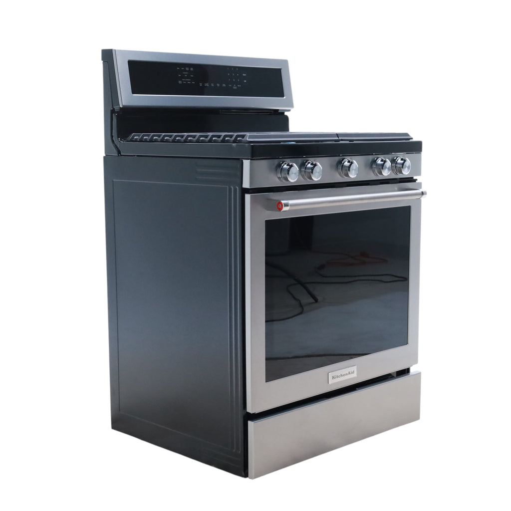 Pictures of Stainless Steel with Printshield Finish KitchenAid 30-in 5 Burners 5.8-cu ft Self-cleaning Convection Oven Freestanding Natural Gas Range - Scratch & Dent - Minor - Neu Appliance Outlet - Discount Appliance Outlet in Austin, Tx