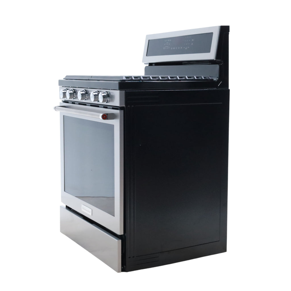 Stainless Steel with Printshield Finish KitchenAid 30-in 5 Burners 5.8-cu ft Self-cleaning Convection Oven Freestanding Natural Gas Range - Scratch & Dent - Minor