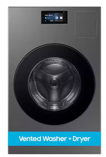 Samsung 5.3 cu. ft. Bespoke AI Laundry Vented Combo™ All-in-One Ultra Capacity Washer and Electric Dryer with AI Home in Dark Steel 22133SD185 - WD90F53AVS - Open Box