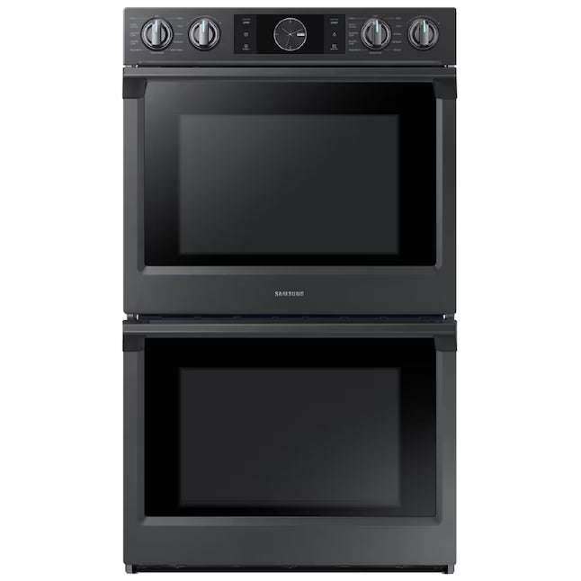 Samsung Steam Cook with Flex Duo 30 inch Double Electric Wall Oven Self-cleaning in Fingerprint Resistant Black Stainless Steel NV51K7770DG - Scratch & Dent (Minor)