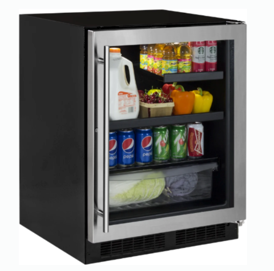 Marvel. 24 Inch Built-In Undercounter Beverage Center with 7 Bottle Capacity, 95 Can Capacity, 3-in-1 Convertible Shelf, 3 Glass Shelves, and Dual Pane Glass Door MABV224-SG31A - Open Box