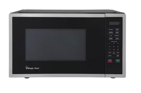 Magic Chef 18.6 in W, 0.9 cu. ft. Countertop Microwave, in Stainless Steel with 900-Watt Cooking Power HMM990ST3 - Scratch & Dent (Moderate)