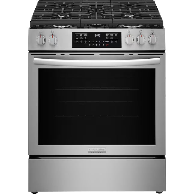 Frigidaire Gallery 5 burners 5.1-cu ft Air Fry Convection Oven Freestanding Natural Gas Range in Stainless Steel 20531SD518- GCFG3059BF - Scratch & Dent (Minor)