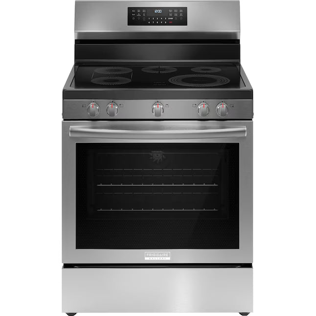 Frigidaire Stainless Steel Gallery 30" Electric Glass top Range with No Preheat + Air Fry GCRE3060BF - Open Box