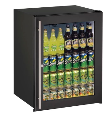 U-Line 5.4 cu. ft. Undercounter Refrigerator with 70 Bottle Capacity, 3 Adjustable Glass Shelves, Glass Door, Interior LED Lighting, and Reversible Door Swing U-ADA24RGLB-13B - Open Box