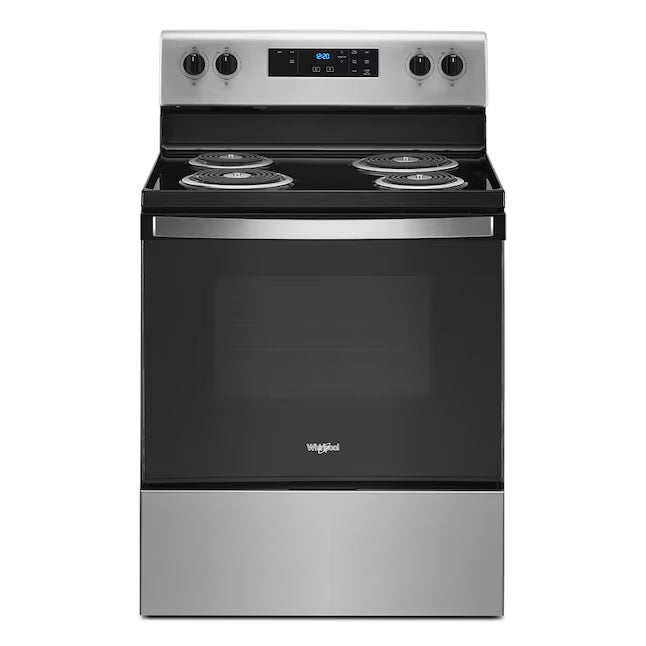 Whirlpool Stainless Steel 4.8 cu. ft. Electric Range with Keep Warm setting and Large Oven Window WFC150M0JS - Open Box
