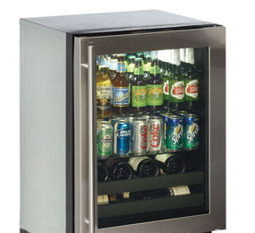 U-Line 24 Inch Built-in Beverage Center with 4.9 cu. ft. Capacity, 79 12-oz. Bottle Capacity, 123 12-oz. Can Capacity, 10 Wine Bottle Capacity, and Convection Cooling System U3024BEVS00B - Scratch & Dent (Minor)