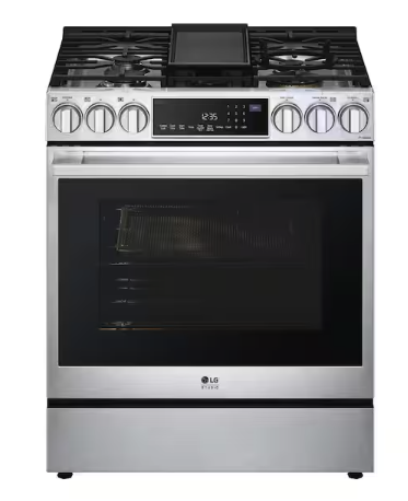 LG STUDIO 6.3 Cu. Ft. SMART Slide-In Gas Range With Instaview And Air Fry In Stainless Steel LSGS6338F - Open Box