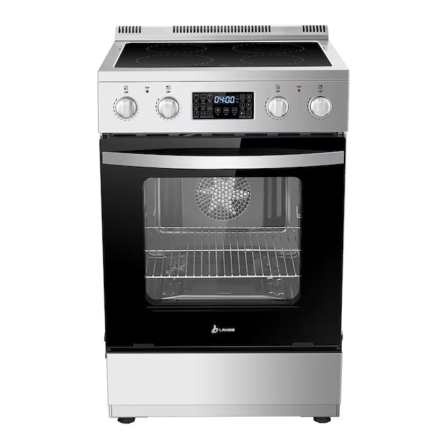 Lanbo 24 in. 4 Burner Elements Freestanding Electric Range in Stainless Steel with Air Fry, Rotisserie and True Convection 251315SD1150 - LBERT24RCSAA - Scratch & Dent (Minor)