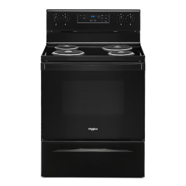 Whirlpool 30" Black 4.8 cu. ft. Electric Coil Top Range with Keep Warm Setting WFC150M0JB - Scratch & Dent (Minor)