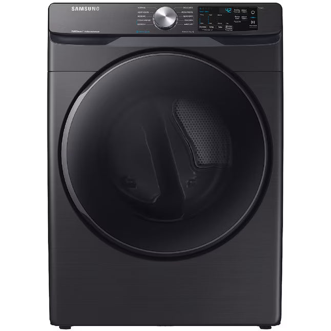 Samsung 7.5-cu ft Stackable Vented Electric Dryer with Steam Cycle in Fingerprint Resistant Black Stainless Steel DVE45R6100V - Scratch & Dent (Moderate)