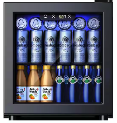 SIMZLIFE 17 in. Single Zone 50-Cans Freestanding/Countertop Beverage Refrigerator Cooler Fridge in Black, Rapid Cooling BR001-55 - New in Box
