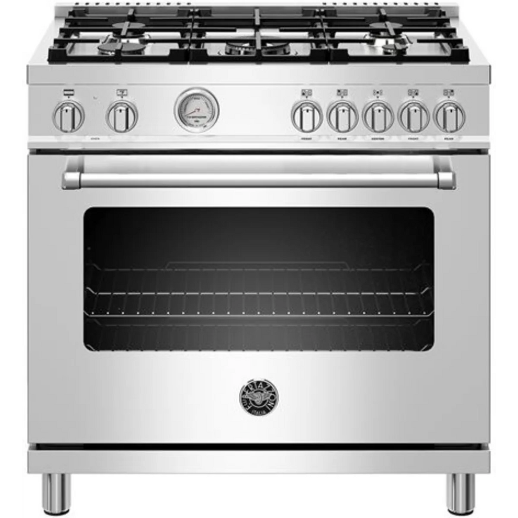 Pictures of Bertazzoni 36" Wide Freestanding Dual Fuel Range with 5 Sealed Burners and 5.9 Cu. Ft. Oven Capacity MAST365DFMXE - Open Box - Neu Appliance Outlet - Discount Appliance Outlet in Austin, Tx