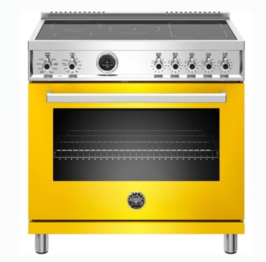 Bertazzoni 36 Inch Freestanding Professional Induction Range with 5 Element Burners, 5.7 Cu. Ft. Oven Capacity, Self Clean, Food Temperature Probe, and Elegant Digital Gauge PROF365INSGIT - Scratch & Dent (Minor)