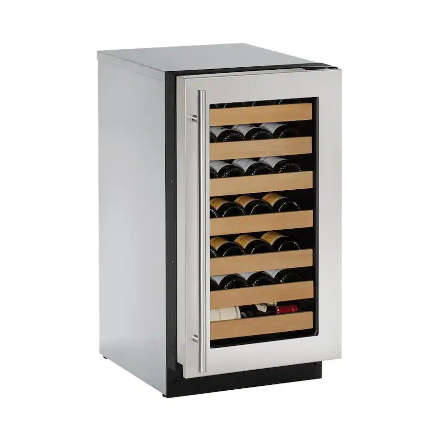 U-Line 18 Inch Built-in Wine Storage with 31 Bottle Capacity, LED Lighting, Digital Touch Pad Control, Natural Beech Wood Fronts, and Convection Cooling System U-2218WCS-00B - Scratch & Dent (Minor)