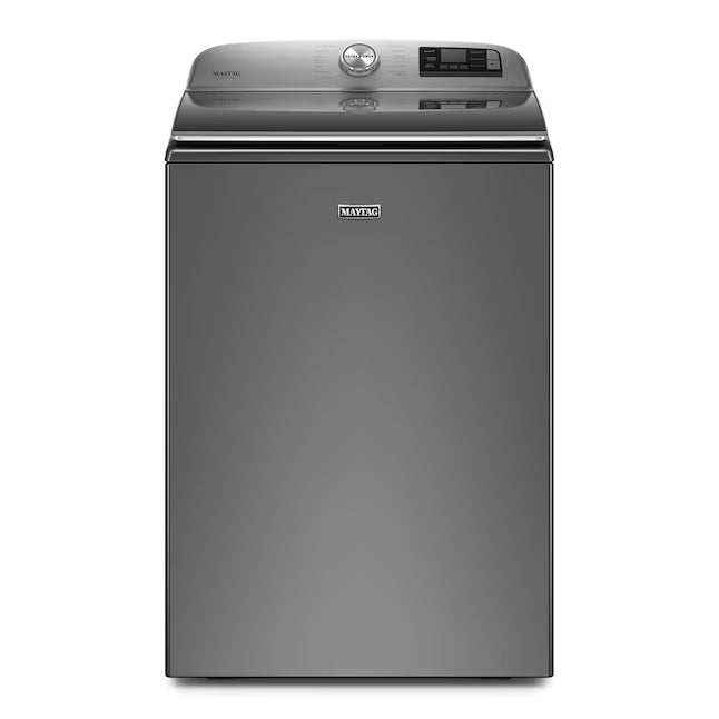 Maytag 5.3 cu. ft. Top Load Washer in Classic Silver with Impeller, Extra Power Option and Smart Appliance 22136SD266 - MTW6200RR - Scratch & Dent (Moderate)