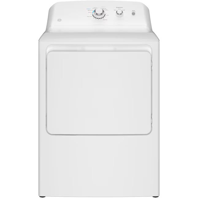 GE White Electric 6.2 Cu. Ft. Capacity Dryer with Shallow Depth and Up to 120 Ft. Venting Capability 22421754 - GTX33EASKWW - Open Box