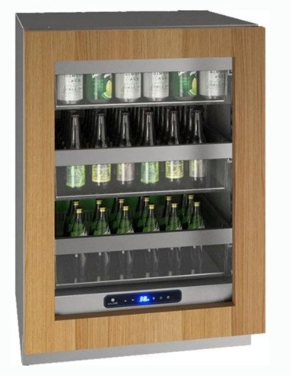 U-Line 24 Inch Undercounter Refrigerator with 5.2 cu. ft. Capacity, 94-Bottle Capacity, 148-Can Capacity, LED Lighting, Digital Touch Pad Control, Convection Cooling, and Reversible Soft Close Door UHRE524-IG01A - Scratch & Dent (Minor)