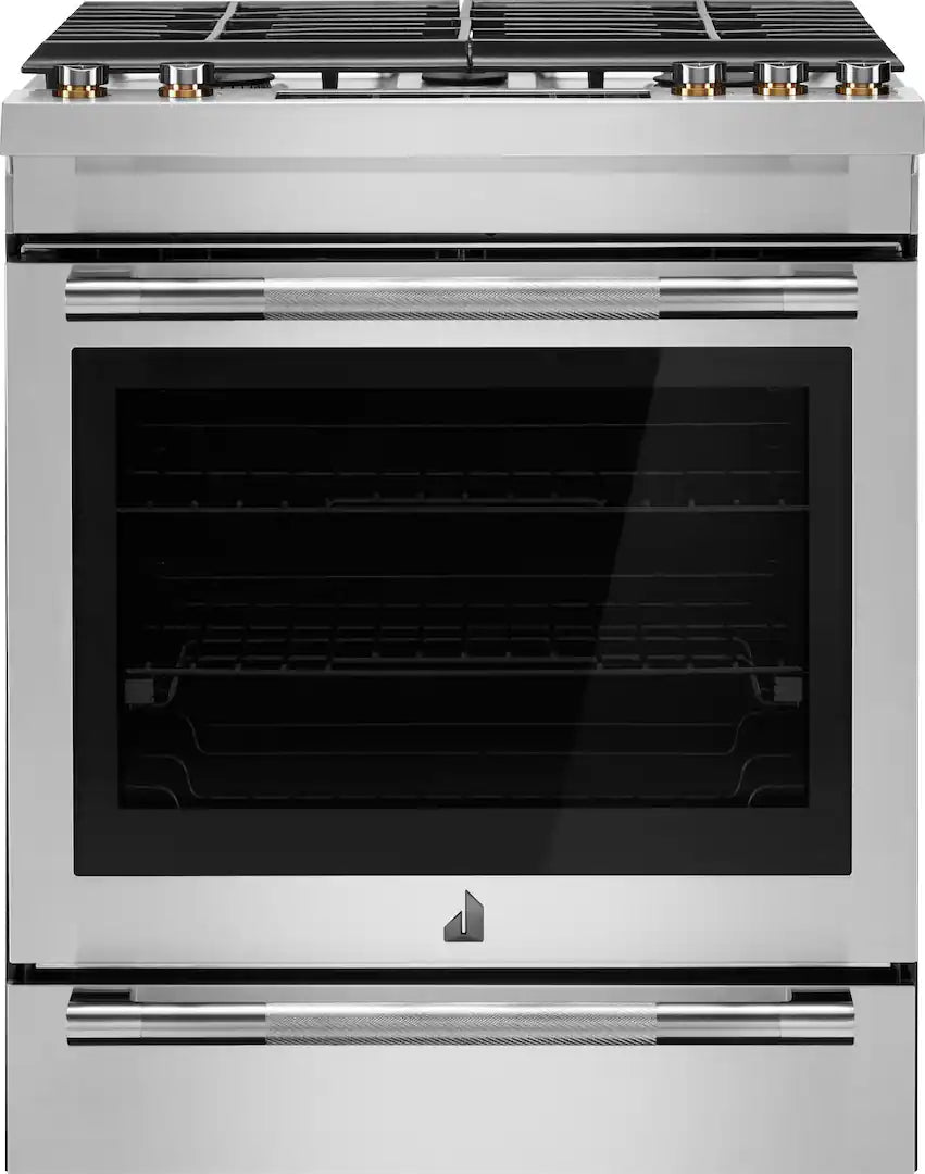 JennAir 30 in. Wide 5 Burner 7.1 Cu. Ft. Slide-In Dual Fuel Convection Range with Self-Cleaning and Air Fry in Stainless Steel JDS1450ML - Open Box