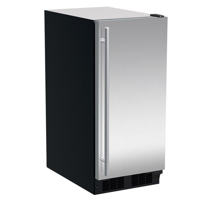 Marvel 15 Inch Built-In Crescent Ice Maker with 25 Lbs. Daily Ice Production, 25 Lbs. Ice Storage Capacity, Thermal-Efficient Cabinet, Arctic White Interior, Reversible Door, No Drain Required MLCR215SS01B - Scratch & Dent (Major)