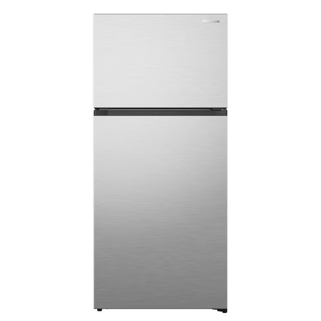 Hisense 18.1-cu ft Counter-Depth 30-in Wide Top-Freezer Refrigerator Garage Ready ENERGY STAR Certified in Stainless Steel RT180N3SSEH - Scratch & Dent (Minor)