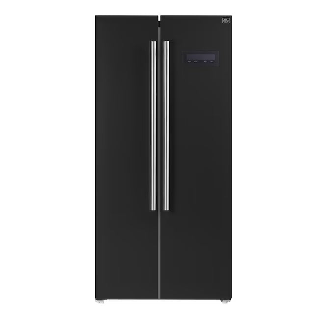 FORNO Salerno Espresso 15.62-cu ft Counter-Depth 33-in Wide Side-by-Side Refrigerator in Black FFRBI1805-33BLK - Scratch & Dent (Major)
