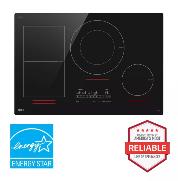Pictures of 30" Induction Cooktop, White Backlit, Red Bar, Bridge, 4 Elements, ThinQ® with UltraHeat™ and Backlit SmoothTouch® Glass Controls CBIH3017BE - Open Box - Neu Appliance Outlet - Discount Appliance Outlet in Austin, Tx