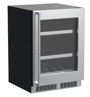 Marvel 24 Inch Built-In Undercounter Beverage Center with 19 Bottle Capacity, 108 Can Capacity, 3-in-1 Convertible Shelves, and Theater-Style Display Lighting MPBV424SG31A - Scratch & Dent (Minor)