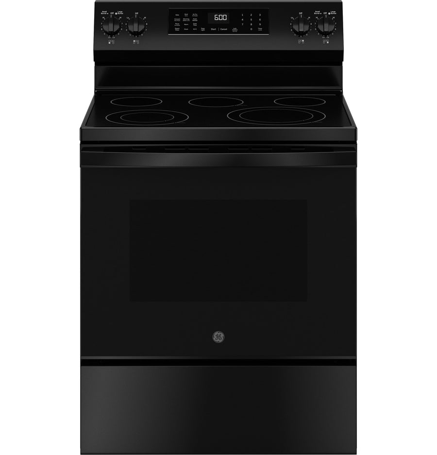 GE® ENERGY STAR® 30" Free-Standing Electric Convection Range with No Preheat Air Fry and EasyWash™ Oven Tray GRF600AVBB - New in Box