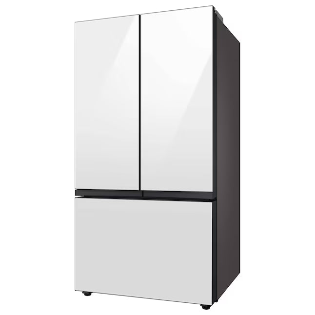 Samsung Counter-Depth Beverage Center 24.0 cu ft 3-Door Smart Compatible French Door Refrigerator with Dual Ice Maker with Water Dispenser and Door within Door ENERGY STAR Certified in White Glass RF24BB660012 - Scratch & Dent (Minor)