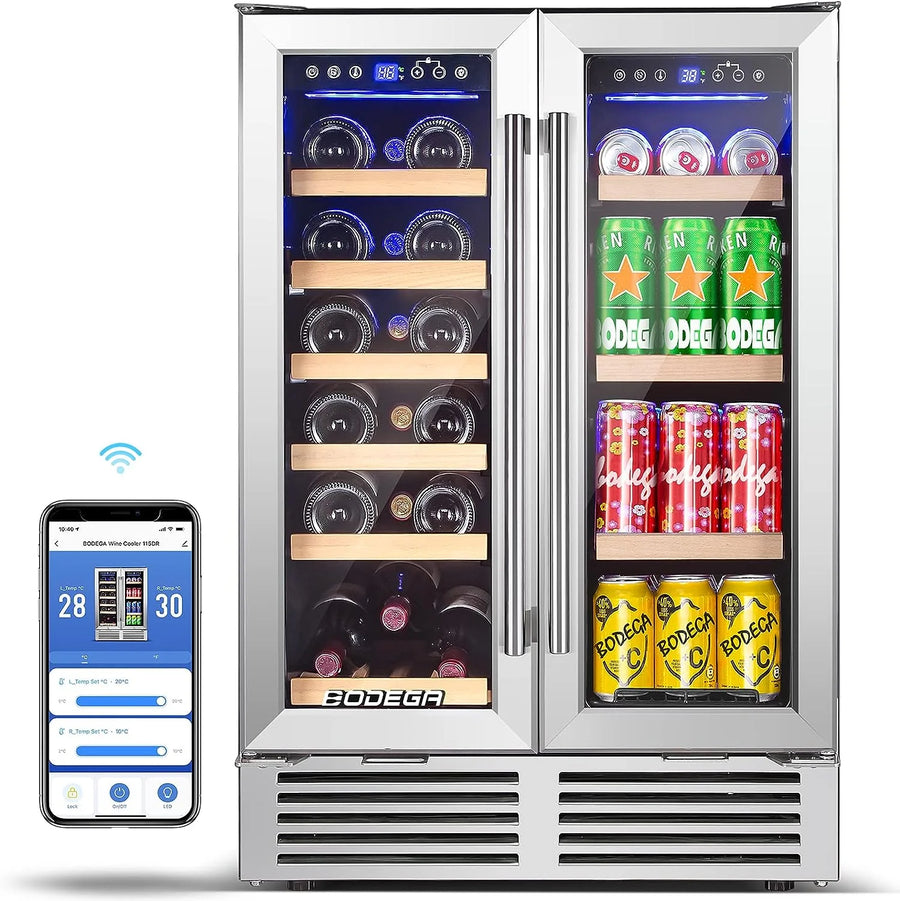 BODEGA Cooler 24" Wine and Beverage Cooler Dual Zone 19 Bottles and 57 Cans JC-115DR - Scratch & Dent (Minor)