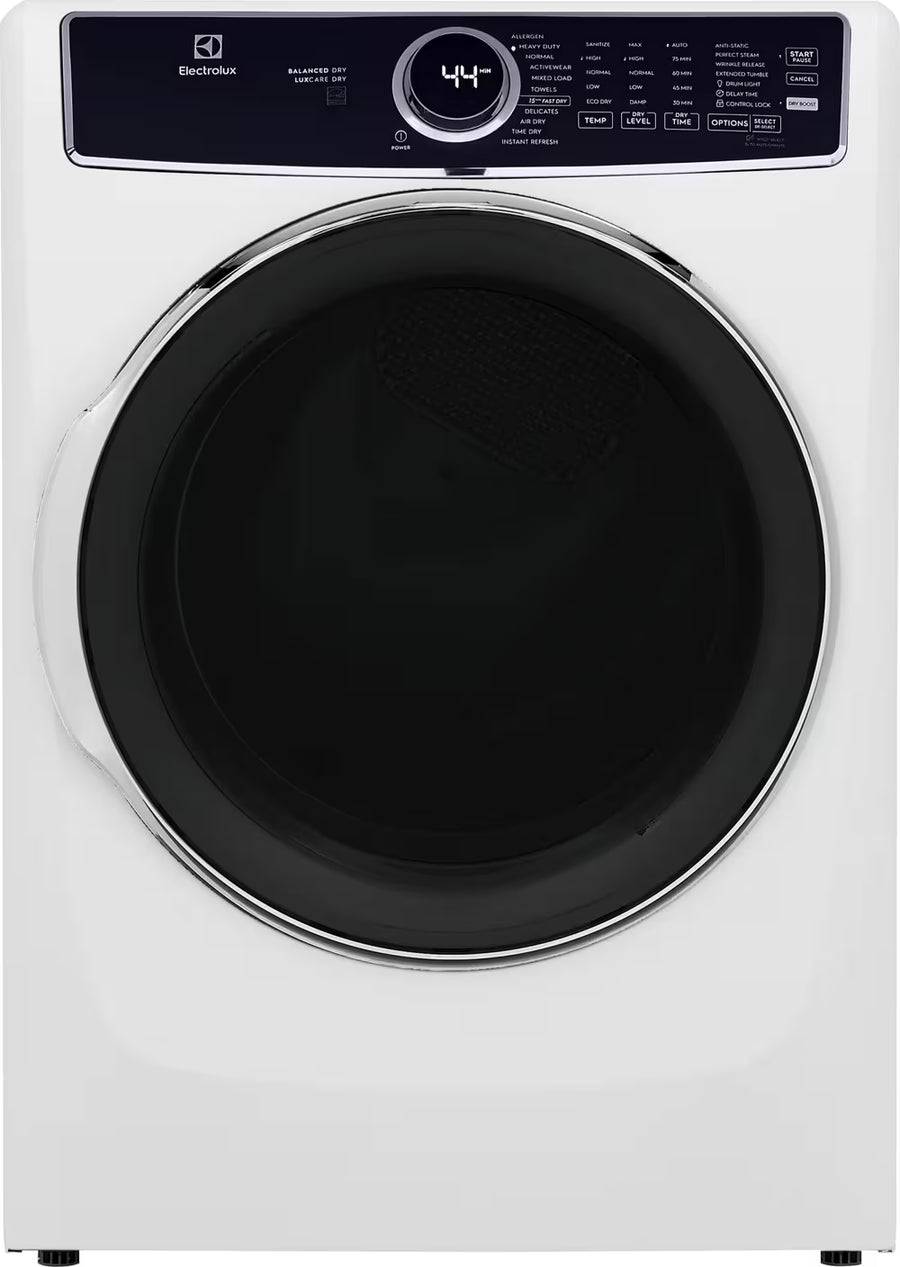 Electrolux 4.5 Cu.Ft. Stackable Front Load Washer with Steam and SmartBoost Wash System ELFW7637AW - Scratch & Dent (Moderate) and Electrolux 8.0 cu. ft. Front Load Electric Dryer with Perfect Steam 16182 - ELFE7637AW - Open Box