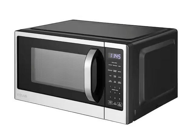 Vissani 21 in. 1.1 cu. ft. 1000-Watt Countertop Microwave Oven in Fingerprint Resistant Stainless Steel and Bar Handle SA617 - VSCMWE11S2W2102 - New in Box