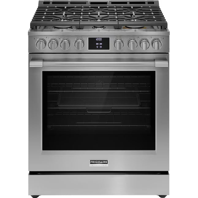 Frigidaire Professional 6 Burners 6-cu ft Air Fry Convection Oven Slide-In Natural Gas Range in Smudge-Proof Stainless Steel 20531SD505 - PCFG3080AF - Open Box