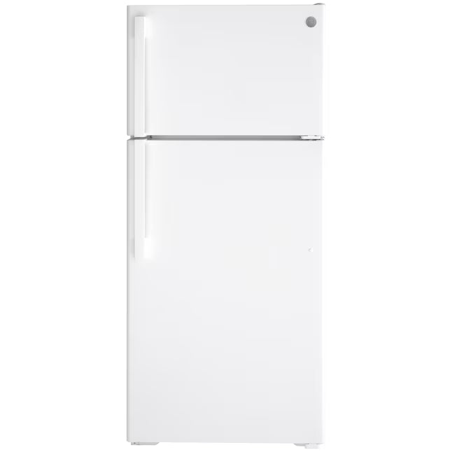 GE® 16.6 Cu. Ft. Top-Freezer Refrigerator in White 25139SD772 - GTS17DTNRWW - Scratch & Dent (Major)