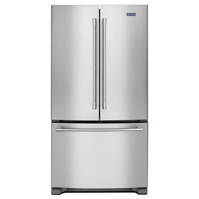 Maytag 25.2-cu ft French Door Refrigerator with Ice Maker in Fingerprint Resistant Stainless Steel MFF2558FEZ - Scratch & Dent (Moderate)