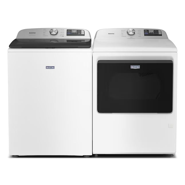 Maytag 5.2 cu. ft. High Efficiency Agitator Extra Large Top-Load Washer MVW7230HW - Certified Refurbished and Maytag 7.4 Cu. Ft. Top Load Electric Dryer with Extra Power and Advanced Moisture Sensing 16105 - MED6205RW - Scratch & Dent (Minor)