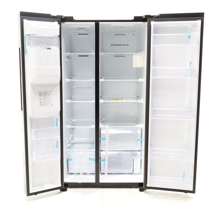 Pictures of Fingerprint Resistant Black Stainless Steel ENERGY STAR Samsung 27.4 cu. ft. Side by Side Refrigerator with Exterior Water and Ice Dispenser - Scratch & Dent - Moderate - Neu Appliance Outlet - Discount Appliance Outlet in Austin, Tx