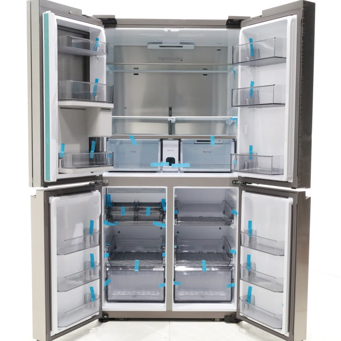 Pictures of Counter Depth Fingerprint Resistant Stainless Steel ENERGY STAR Samsung 22.8 cu. ft. 4 Door Flex Refrigerator with Beverage Center - Scratch & Dent - Major - Neu Appliance Outlet - Discount Appliance Outlet in Austin, Tx