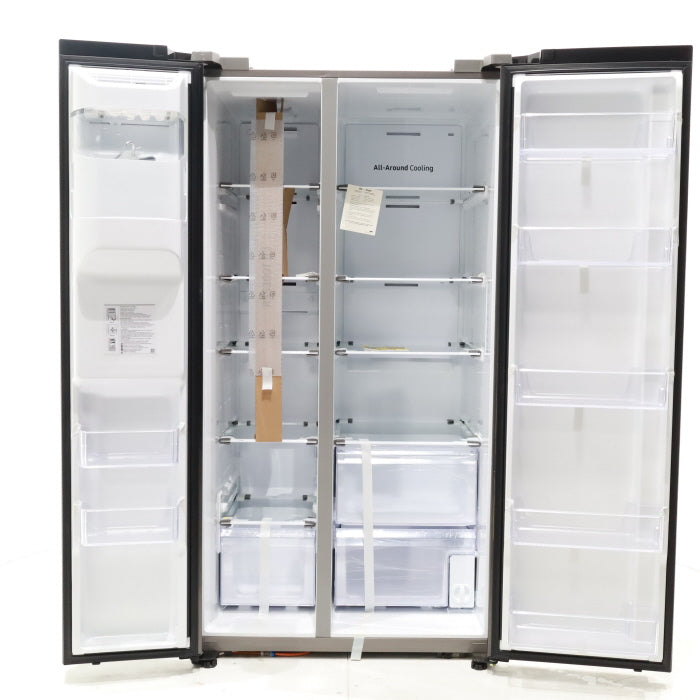 Pictures of Fingerprint-Resistant Stainless Steel Samsung 27.4 cu. ft. Side by Side Refrigerator with External Water and Ice Dispenser - Scratch & Dent - Major - Neu Appliance Outlet - Discount Appliance Outlet in Austin, Tx