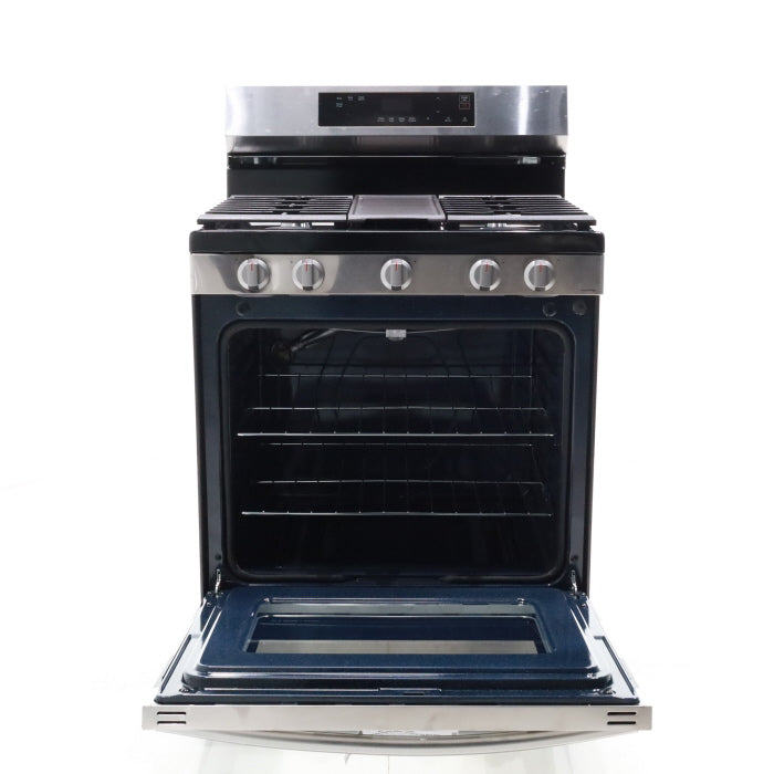 Pictures of Stainless Steel Samsung 6.0 cu. ft. 5 Burner Freestanding Gas Range with Integrated Griddle - Scratch & Dent - Major - Neu Appliance Outlet - Discount Appliance Outlet in Austin, Tx