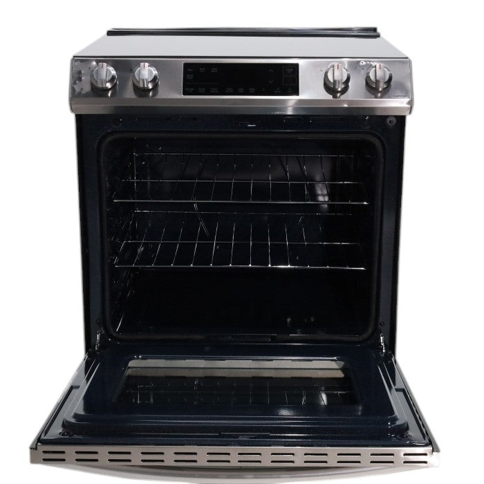 Pictures of Fingerprint Resistant Stainless Samsung 6.3 cu ft 5 Heating Element Smooth Cooktop Smart Slide In Electric Range with Smart Wifi Connectivity - Scratch & Dent - Moderate - Neu Appliance Outlet - Discount Appliance Outlet in Austin, Tx