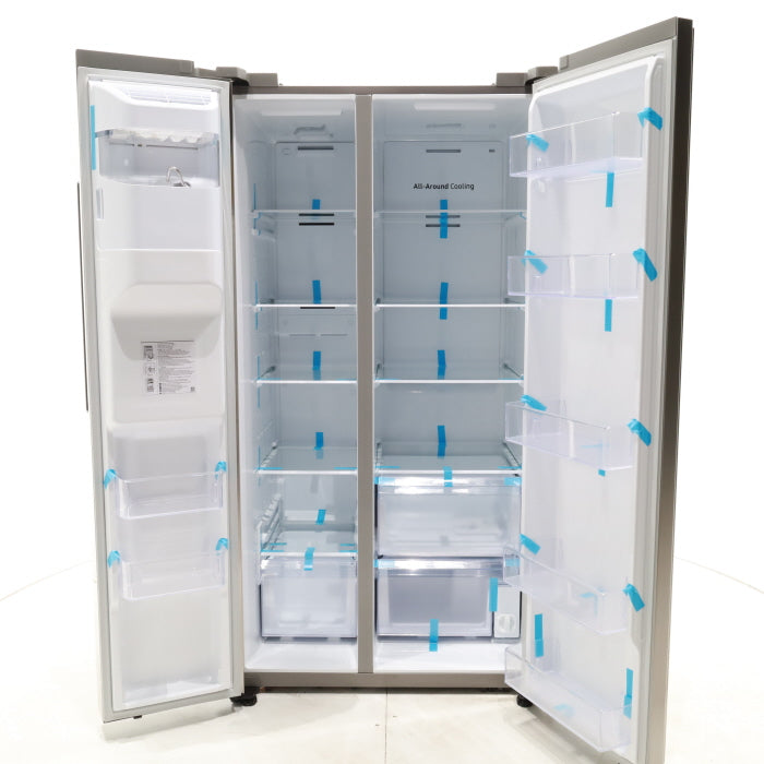 Fingerprint Resistant Stainless Steel ENERGY STAR Samsung 27.4 cu. ft. Side by Side Refrigerator with Exterior Water and Ice Dispenser - Scratch & Dent - Moderate