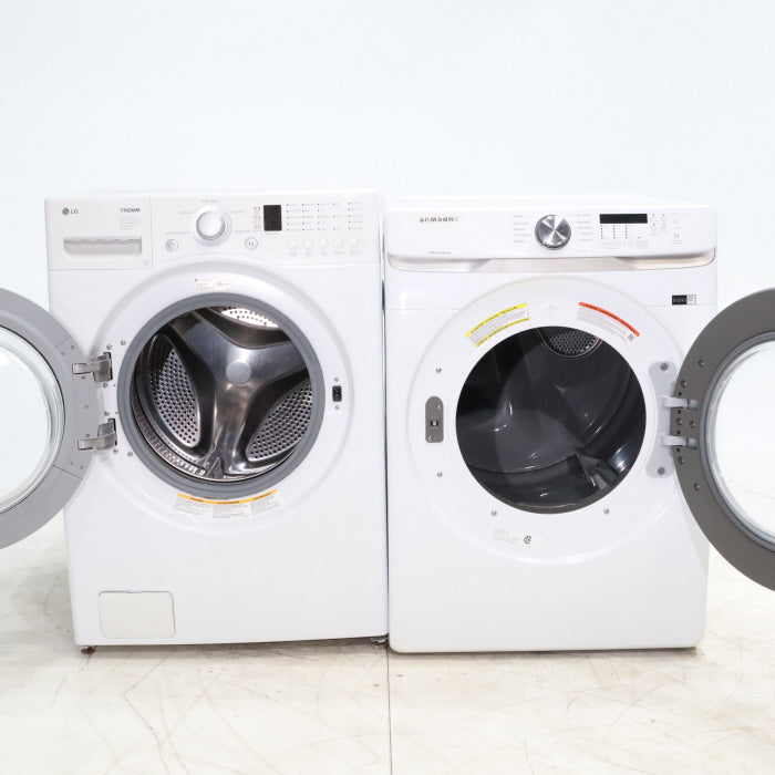 Pictures of LG Frontload 3.6 cu ft 27 inch Wide Washing Machine with Direct Drive Motor and White Samsung 7.5 cu. ft. Front Load Electric Dryer with Smart Care - Certified Refurbished - Neu Appliance Outlet - Discount Appliance Outlet in Austin, Tx