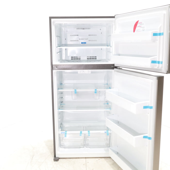 Pictures of 30" Wide Easy Care Stainless Steel Frigidaire 18.3 cu. ft. Top Freezer Bottom Refrigerator with EvenTemp Cooling System - Scratch and Dent - Minor - Neu Appliance Outlet - Discount Appliance Outlet in Austin, Tx