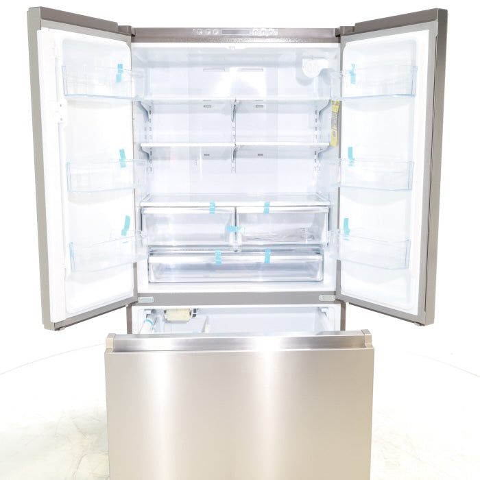 Pictures of Hisense Fingerprint Resistant Stainless Steel Counter-depth 21.2 cu ft French Door ENERGY STAR Refrigerator with Water and Ice Dispenser - Scratch & Dent - Moderate - Neu Appliance Outlet - Discount Appliance Outlet in Austin, Tx