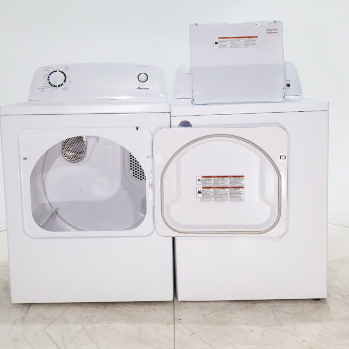 Pictures of White Amana 3.5 cu. ft. Top-Load Washer with Deep Water Wash Option and Amana 6.5 cu. ft. Electric Dryer with Wrinkle Prevent - Scratch & Dent - Minor - Neu Appliance Outlet - Discount Appliance Outlet in Austin, Tx