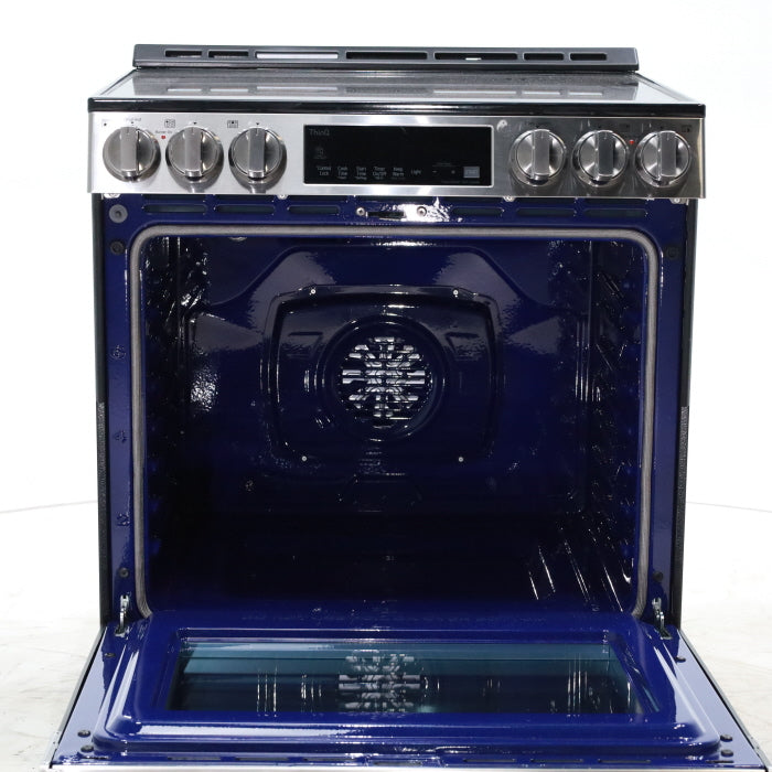 Pictures of PrintProof Stainless Steel LG 6.3 cu. ft. 5 Element Radiant Ceramic Glass Cooktop Slide-In Electric Range with Air Fry - Scratch & Dent - Minor - Neu Appliance Outlet - Discount Appliance Outlet in Austin, Tx