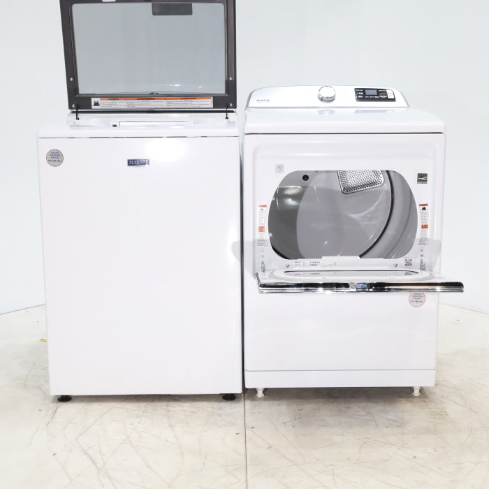 Pictures of Maytag ENERGY STAR 5.2 cu. ft. Top Load Agitator Washing Machine with Extra Power Button and ENERGY STAR Maytag Smart Capable 7.4 cu. ft. Electric Steam Dryer with Extra Power Button - Scratch & Dent - Minor - Neu Appliance Outlet - Discount Appliance Outlet in Austin, Tx