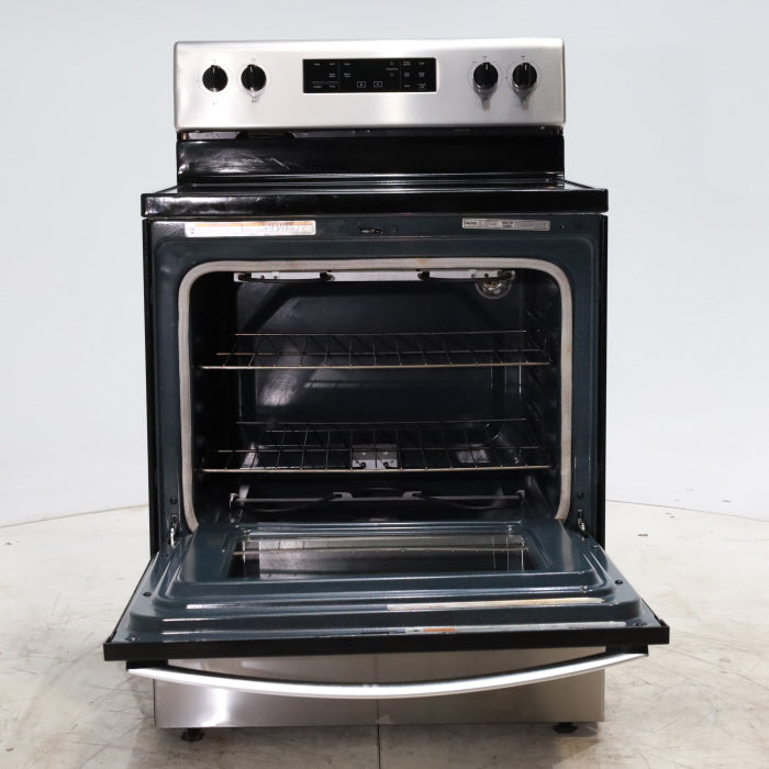 Pictures of Black-on-Stainless Steel Whirlpool 5.3 cu. ft. Freestanding 5 Heating Element Smooth Cooktop Range with Frozen Bake Technology - Scratch & Dent - Minor - Neu Appliance Outlet - Discount Appliance Outlet in Austin, Tx